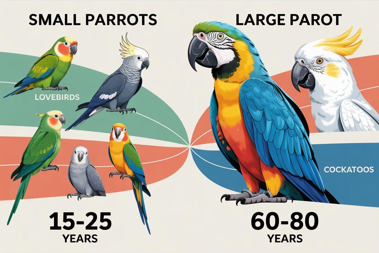 Educational Infographic on Parrot Lifespans