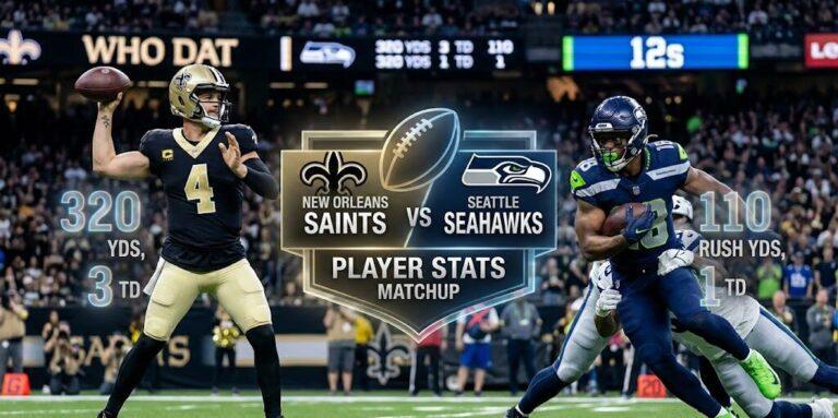 New Orleans Saints vs Seahawks Match Player Stats