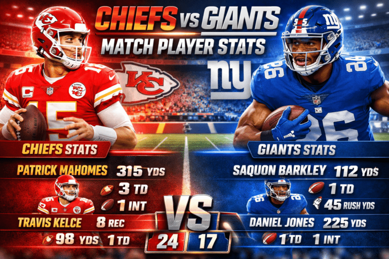 Kansas City Chiefs vs New York Giants Match Player Stats