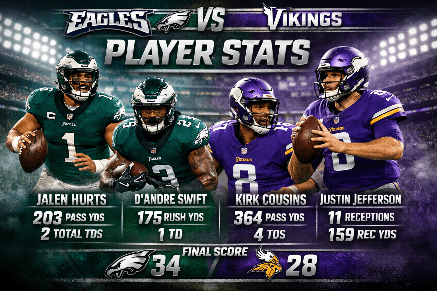 Philadelphia Eagles vs Minnesota Vikings Match Player Stats