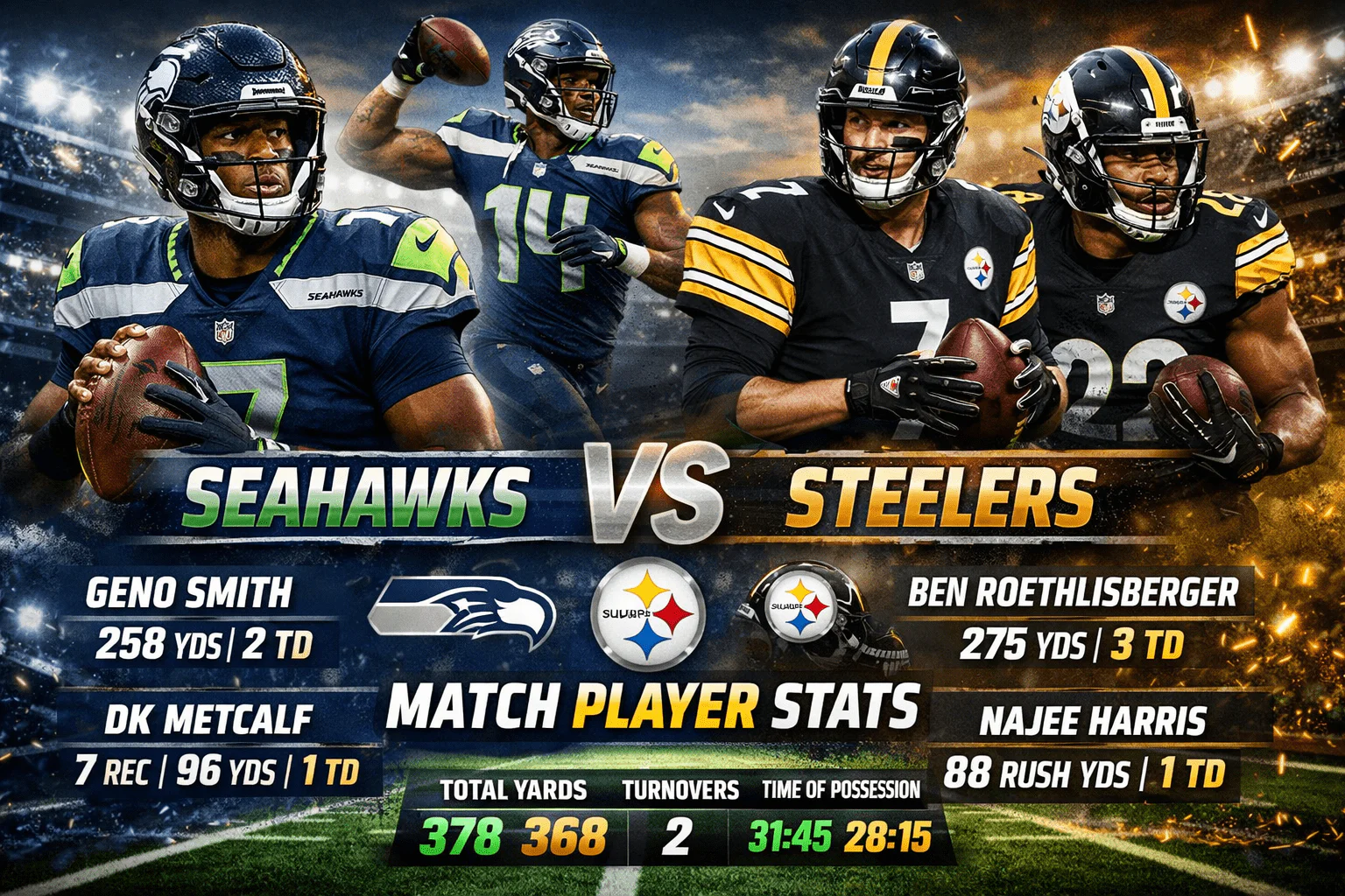Seahawks vs Pittsburgh Steelers Match Player Stats