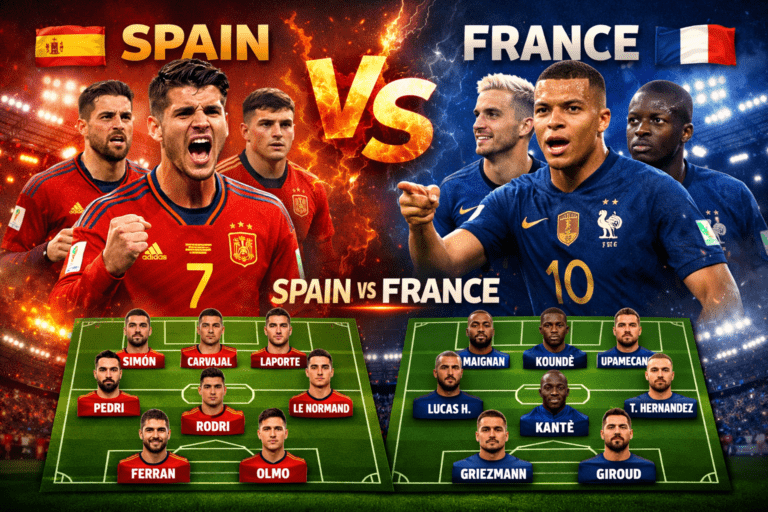 Spain National Football Team vs France National Football Team Lineups