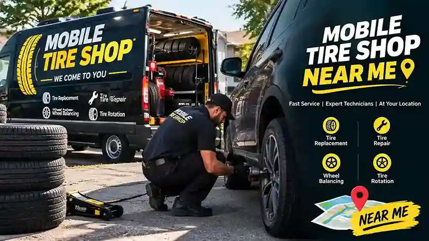 Mobile tire shop near me providing tire repair and replacement services